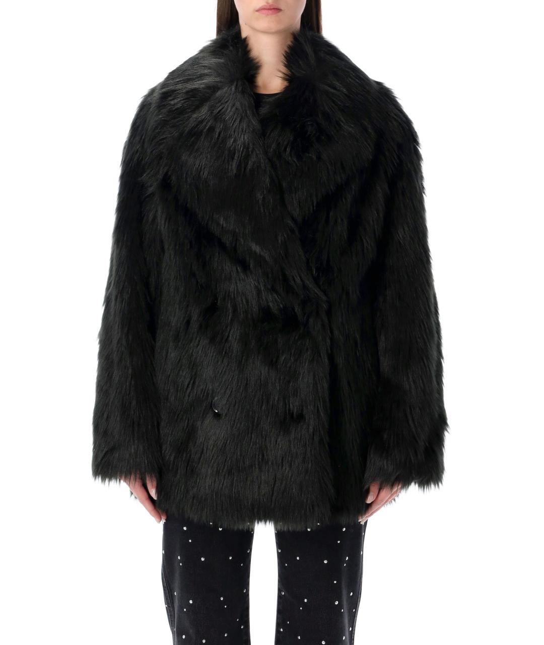 STAND STUDIO Черная полиэстеровая шуба, фото 2