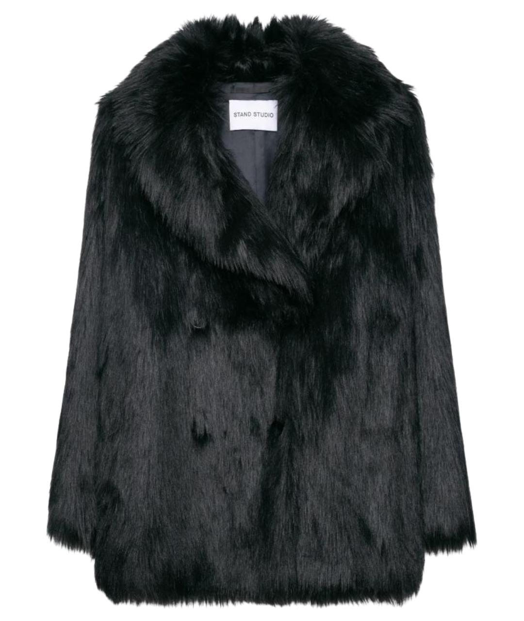 STAND STUDIO Черная полиэстеровая шуба, фото 1