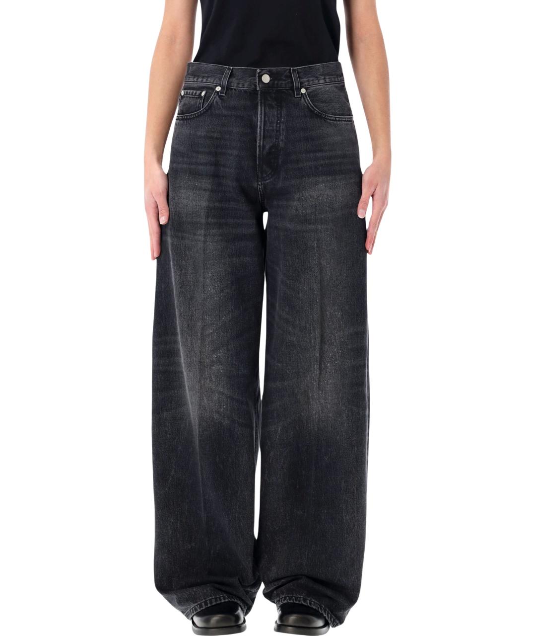 HAIKURE Черные хлопковые прямые джинсы, фото 4