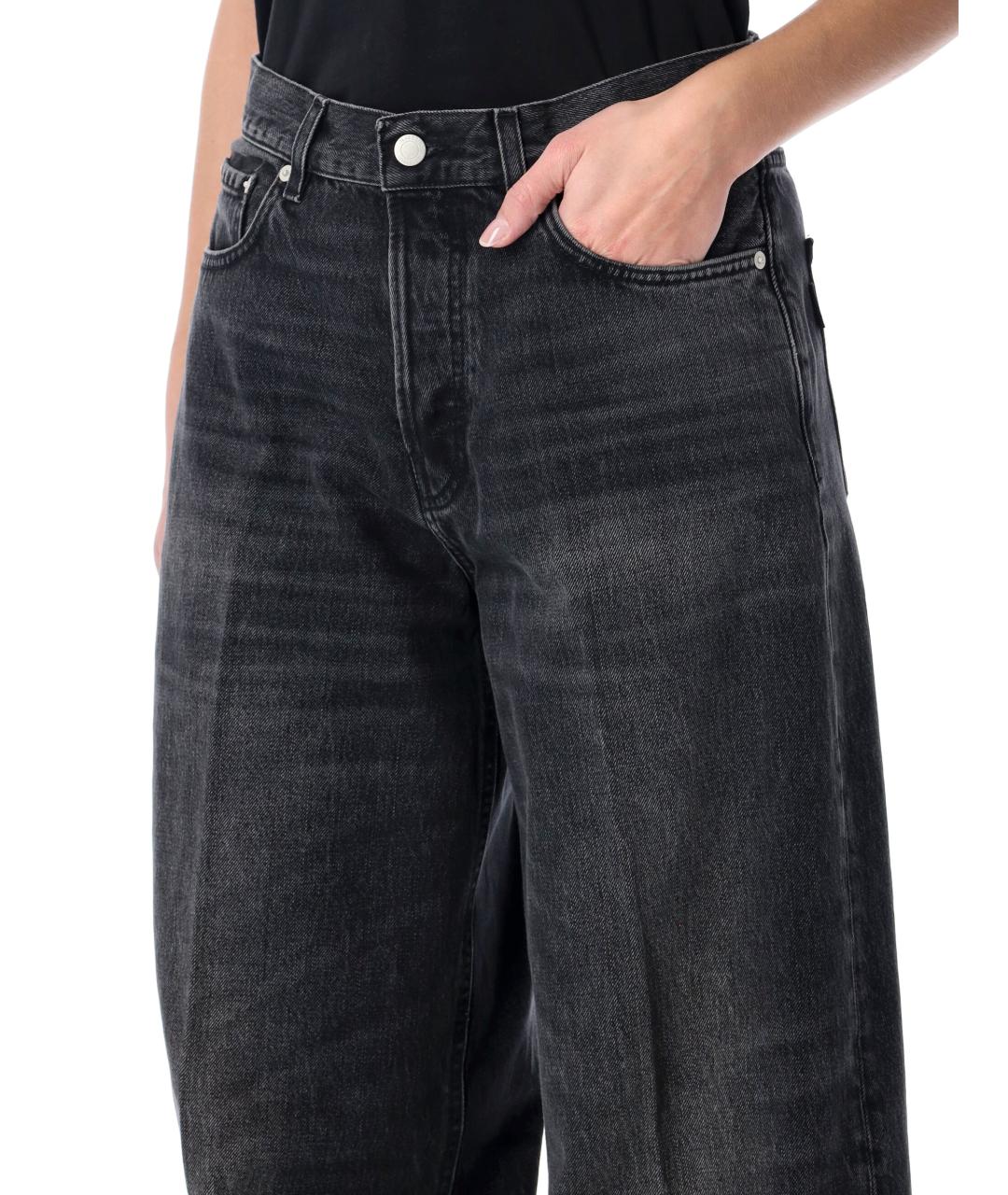 HAIKURE Черные хлопковые прямые джинсы, фото 3