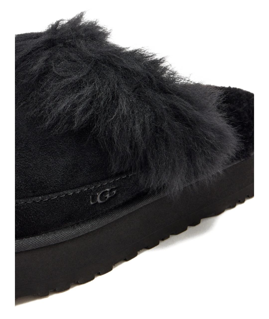 UGG AUSTRALIA Черные кожаные шлепанцы, фото 4