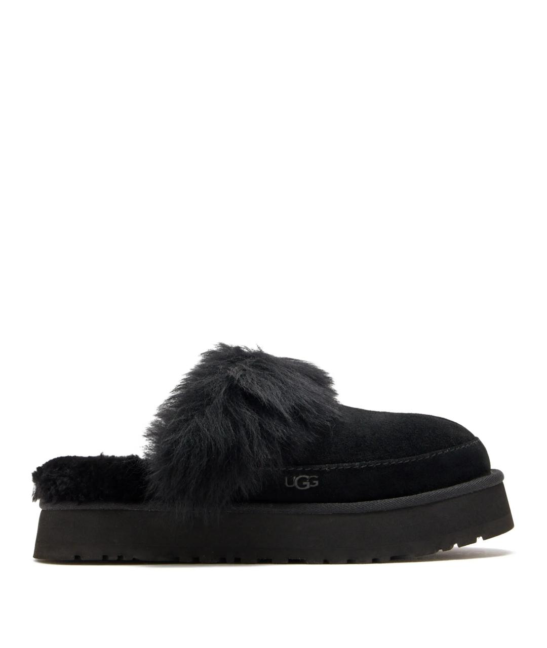 UGG AUSTRALIA Черные кожаные шлепанцы, фото 1