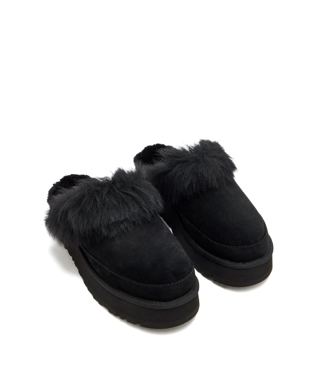 UGG AUSTRALIA Черные кожаные шлепанцы, фото 2