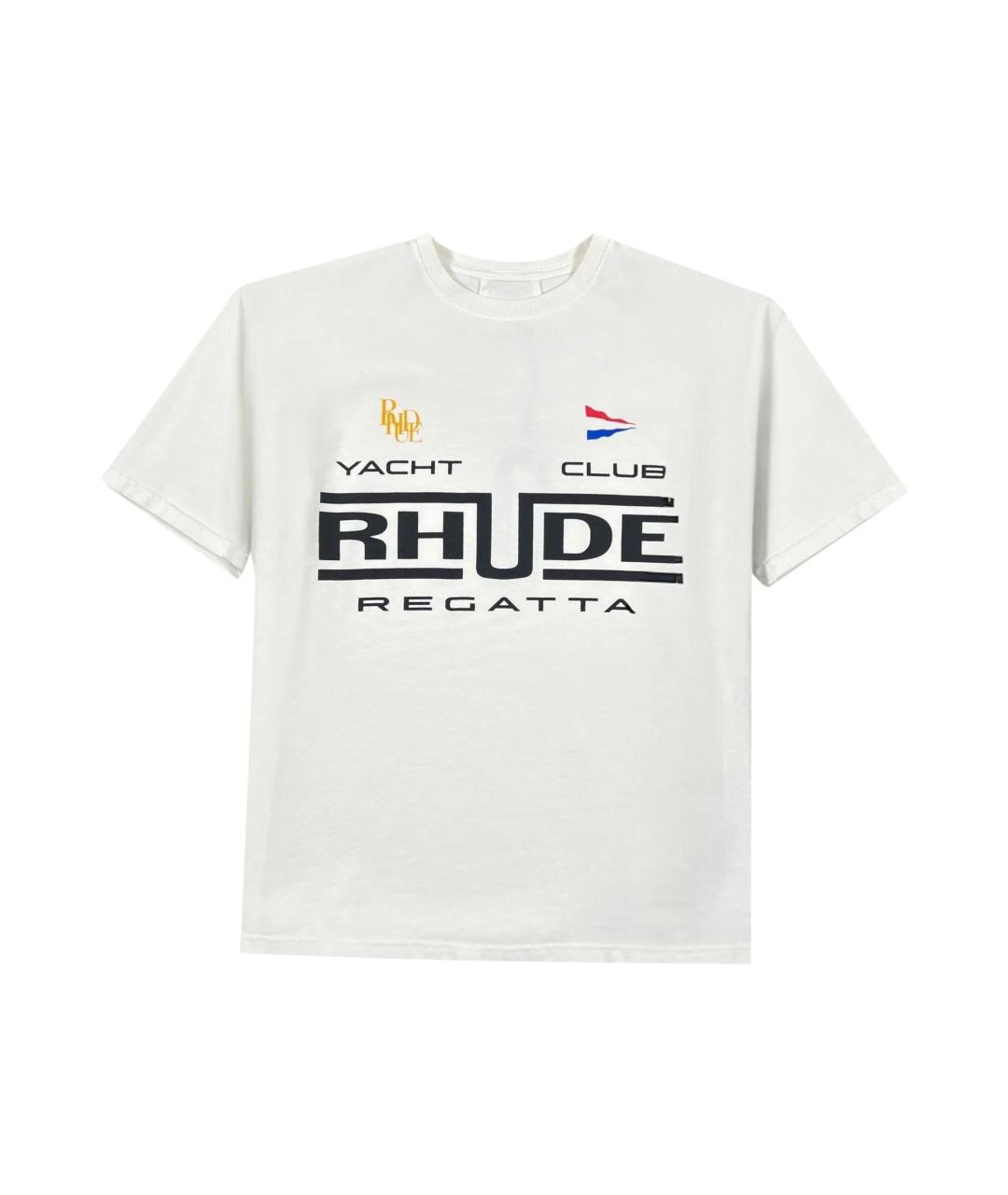 RHUDE Белая хлопковая футболка, фото 1