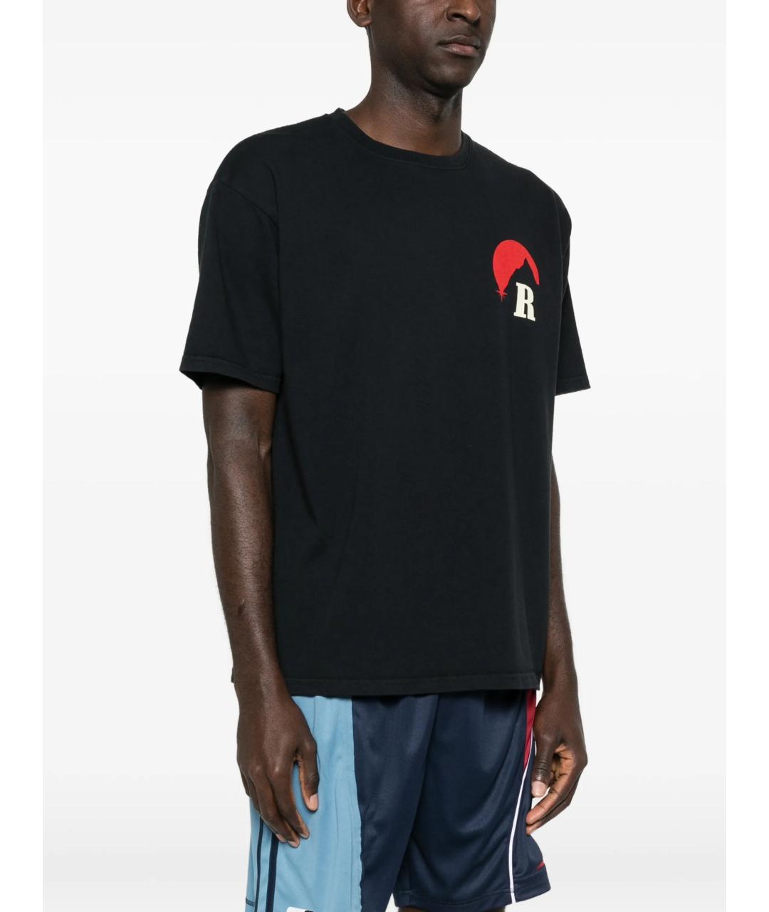 RHUDE Черная хлопковая футболка, фото 4