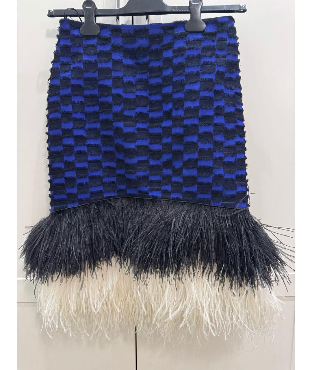 PROENZA SCHOULER Синяя шелковая юбка мини, фото 3