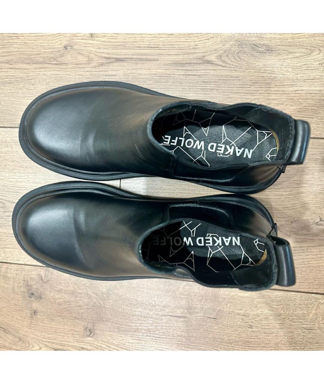 NAKED WOLF Черные кожаные высокие ботинки, фото 2