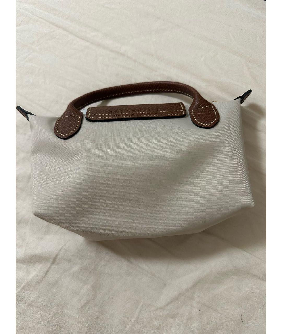 LONGCHAMP Бежевая тканевая сумка с короткими ручками, фото 3