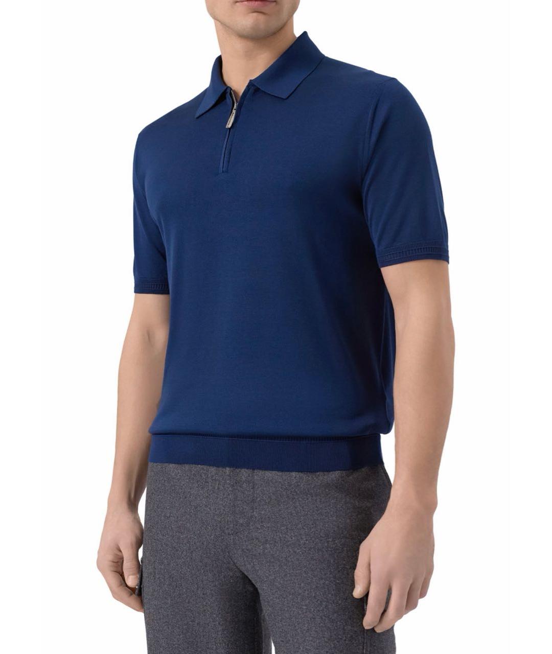 STEFANO RICCI Темно-синее поло с коротким рукавом, фото 4