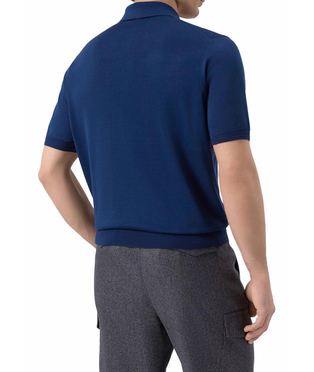 STEFANO RICCI Темно-синее поло с коротким рукавом, фото 5
