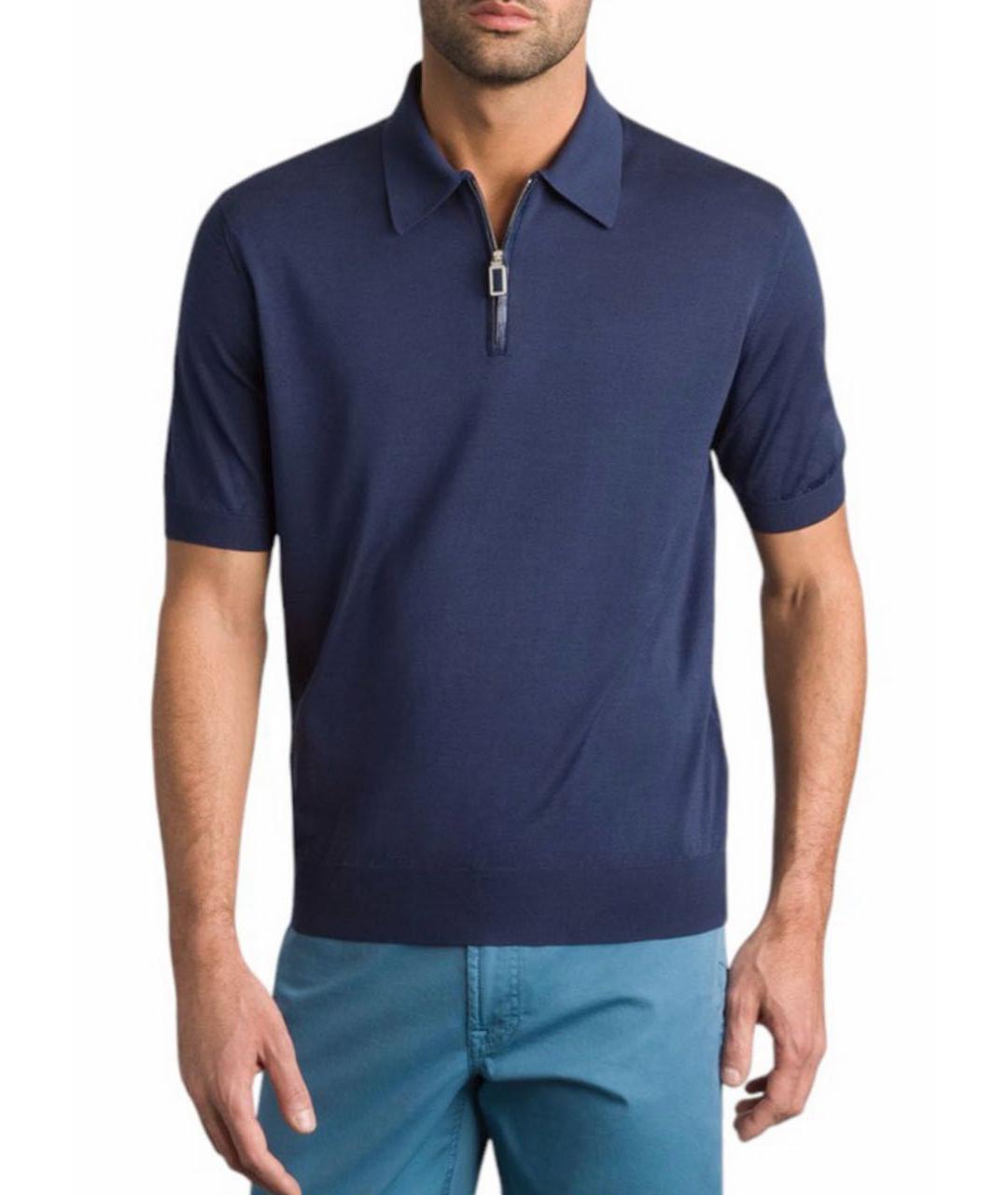 STEFANO RICCI Темно-синее поло с коротким рукавом, фото 2