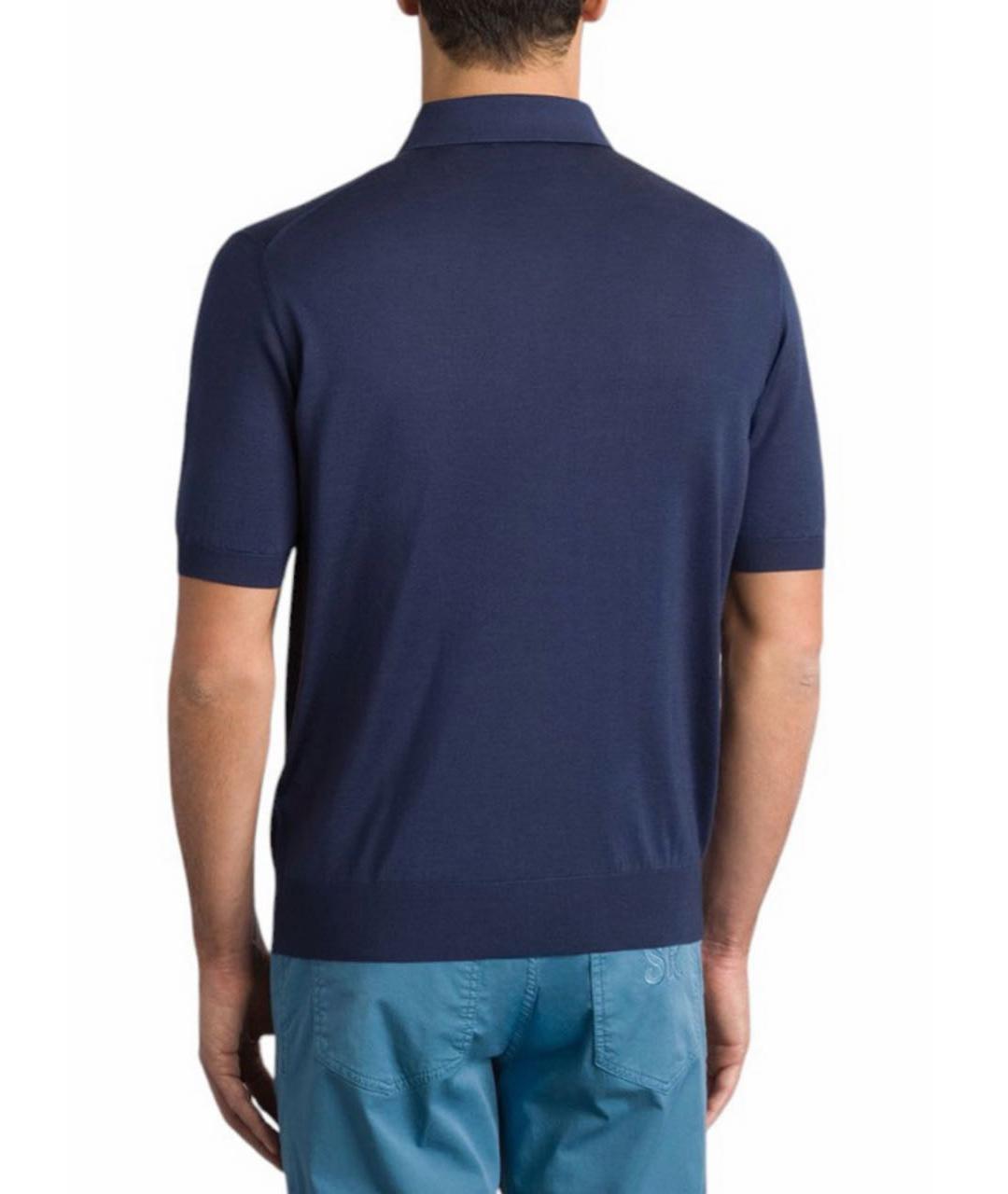 STEFANO RICCI Темно-синее поло с коротким рукавом, фото 3