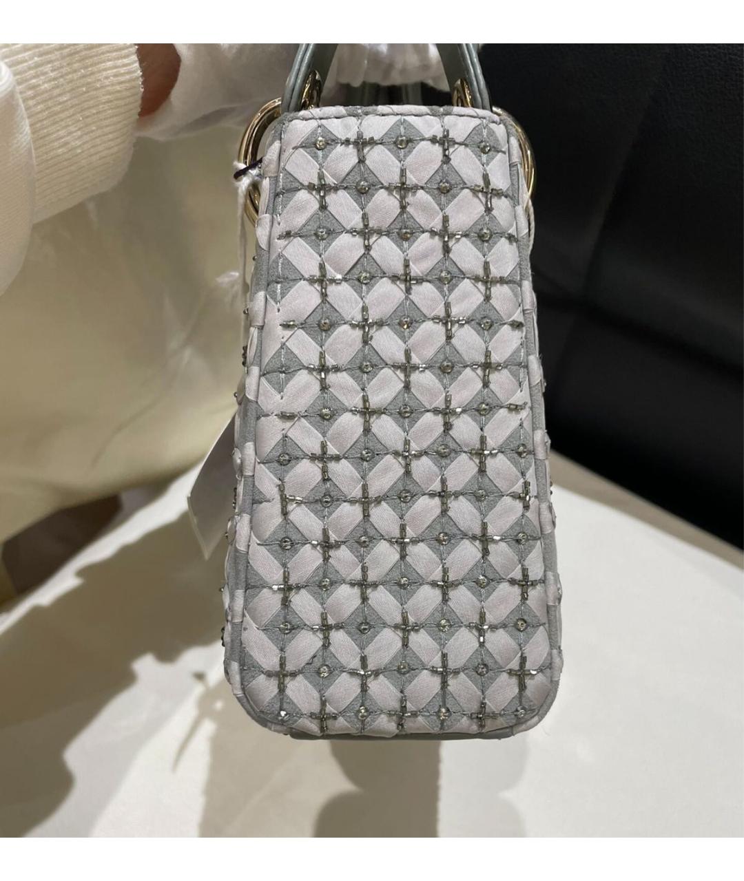 CHRISTIAN DIOR Серая кожаная сумка с короткими ручками, фото 3