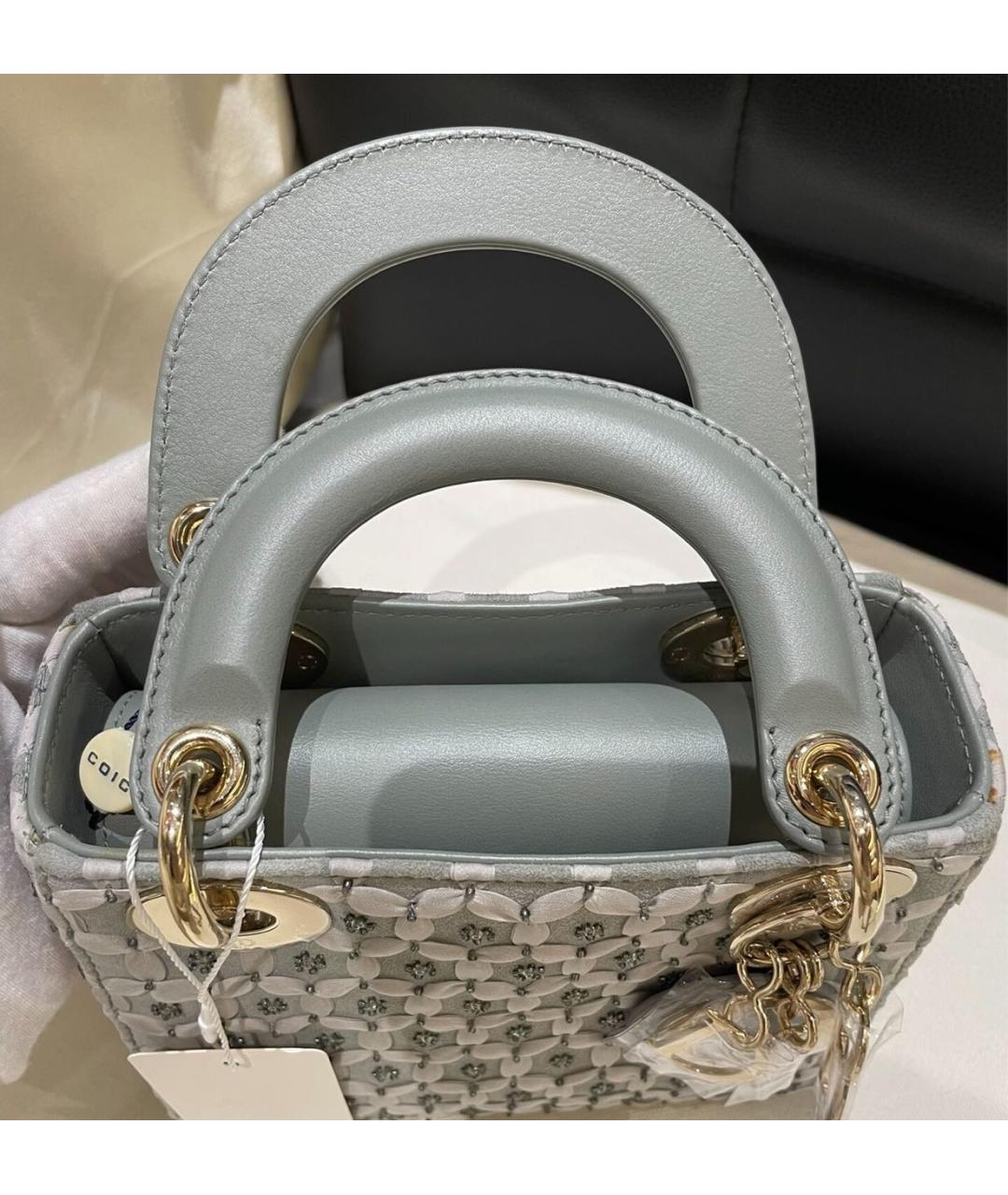 CHRISTIAN DIOR Серая кожаная сумка с короткими ручками, фото 6