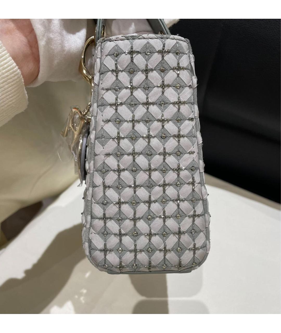 CHRISTIAN DIOR Серая кожаная сумка с короткими ручками, фото 4