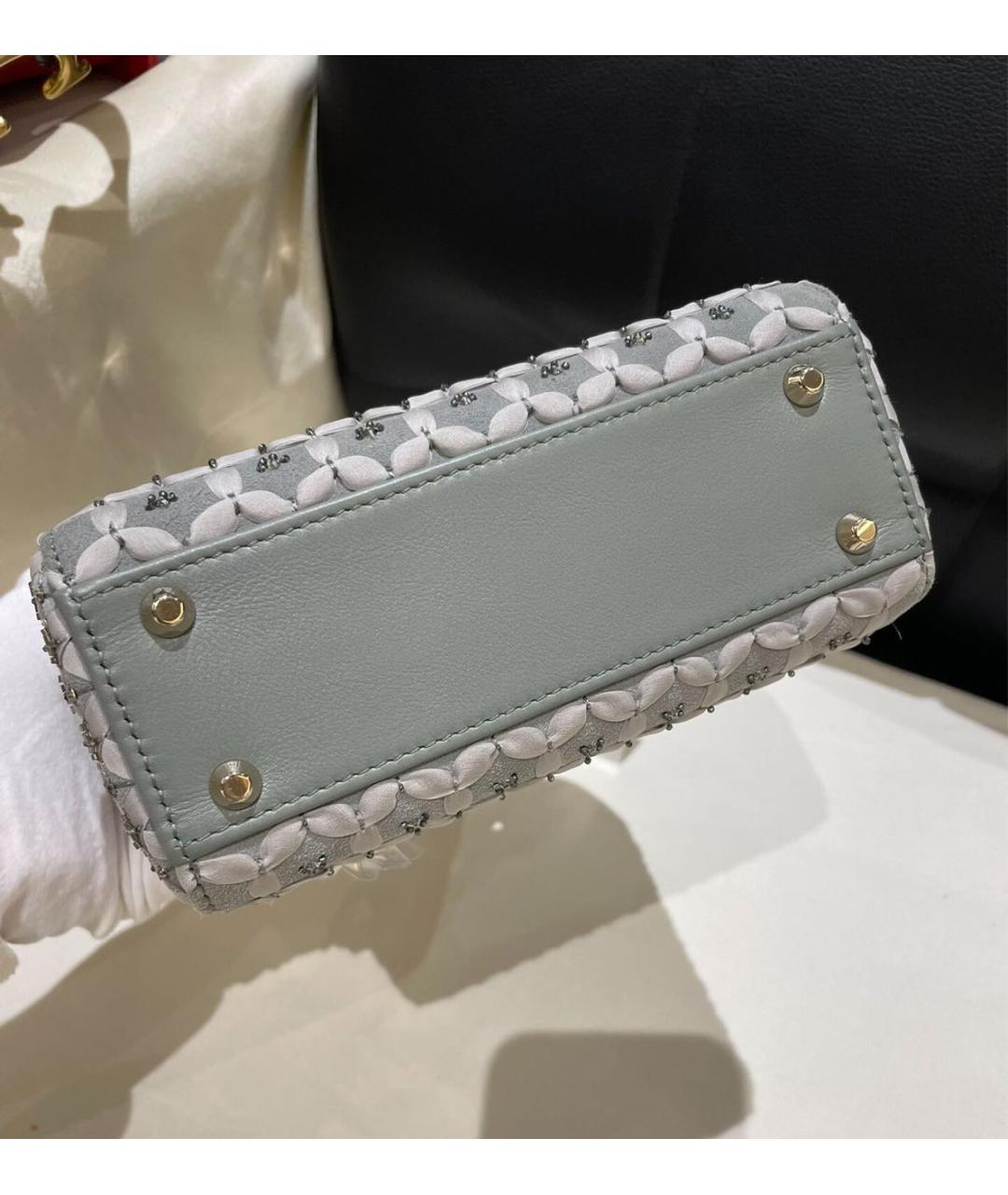 CHRISTIAN DIOR Серая кожаная сумка с короткими ручками, фото 5