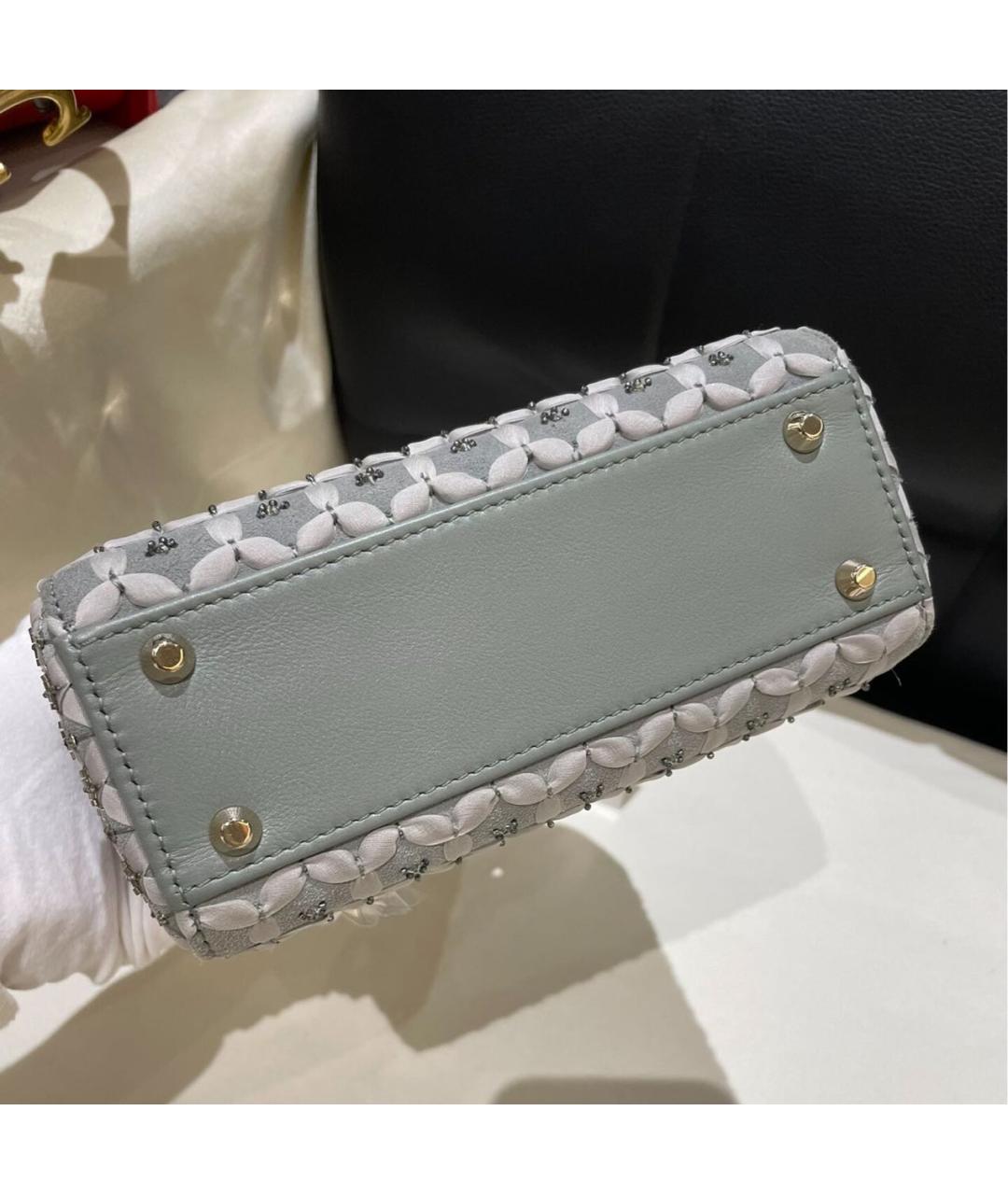 CHRISTIAN DIOR Серая кожаная сумка с короткими ручками, фото 8