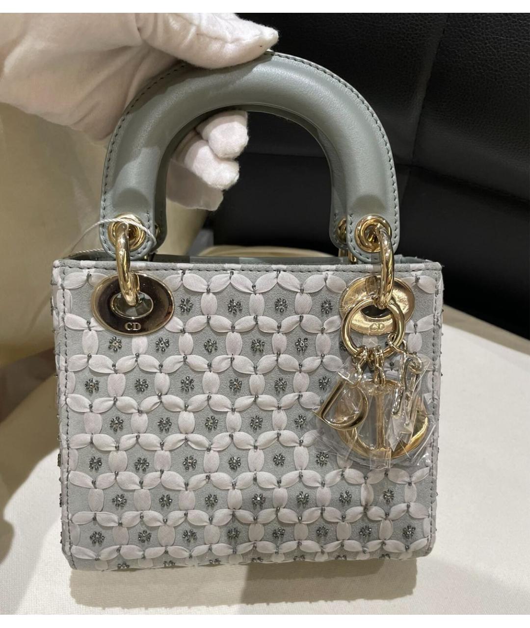 CHRISTIAN DIOR Серая кожаная сумка с короткими ручками, фото 2