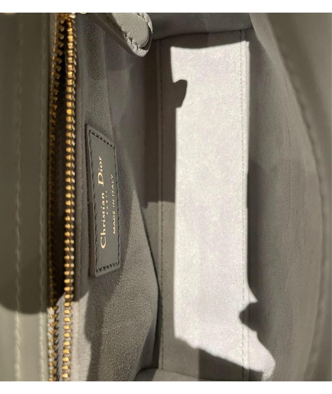 CHRISTIAN DIOR Серая кожаная сумка с короткими ручками, фото 7