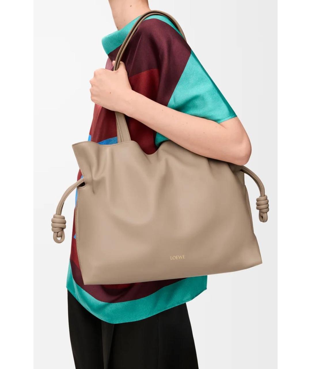 LOEWE Бежевая кожаная сумка через плечо, фото 2