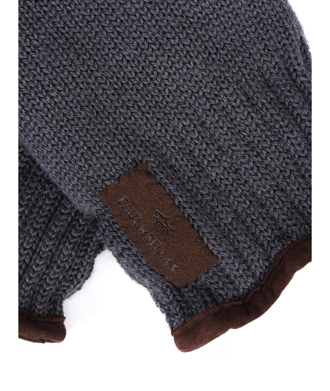 PAUL & SHARK Серые шерстяные перчатки, фото 3