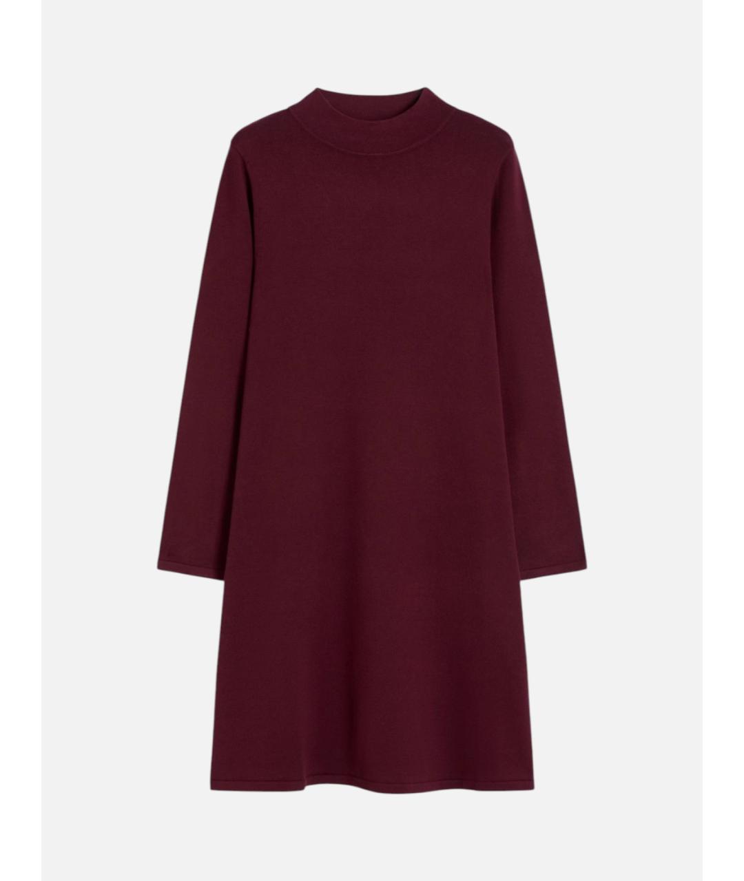 WEEKEND MAX MARA Бордовое вискозное повседневное платье, фото 5