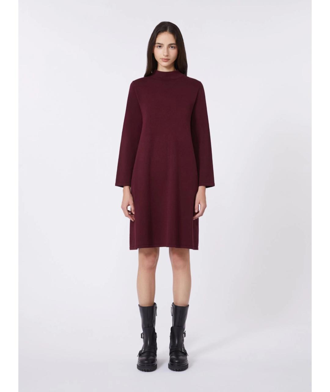 WEEKEND MAX MARA Бордовое вискозное повседневное платье, фото 3