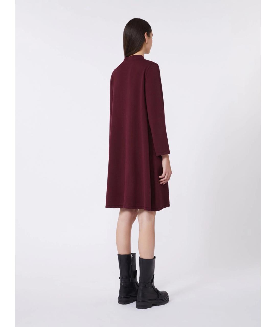 WEEKEND MAX MARA Бордовое вискозное повседневное платье, фото 4