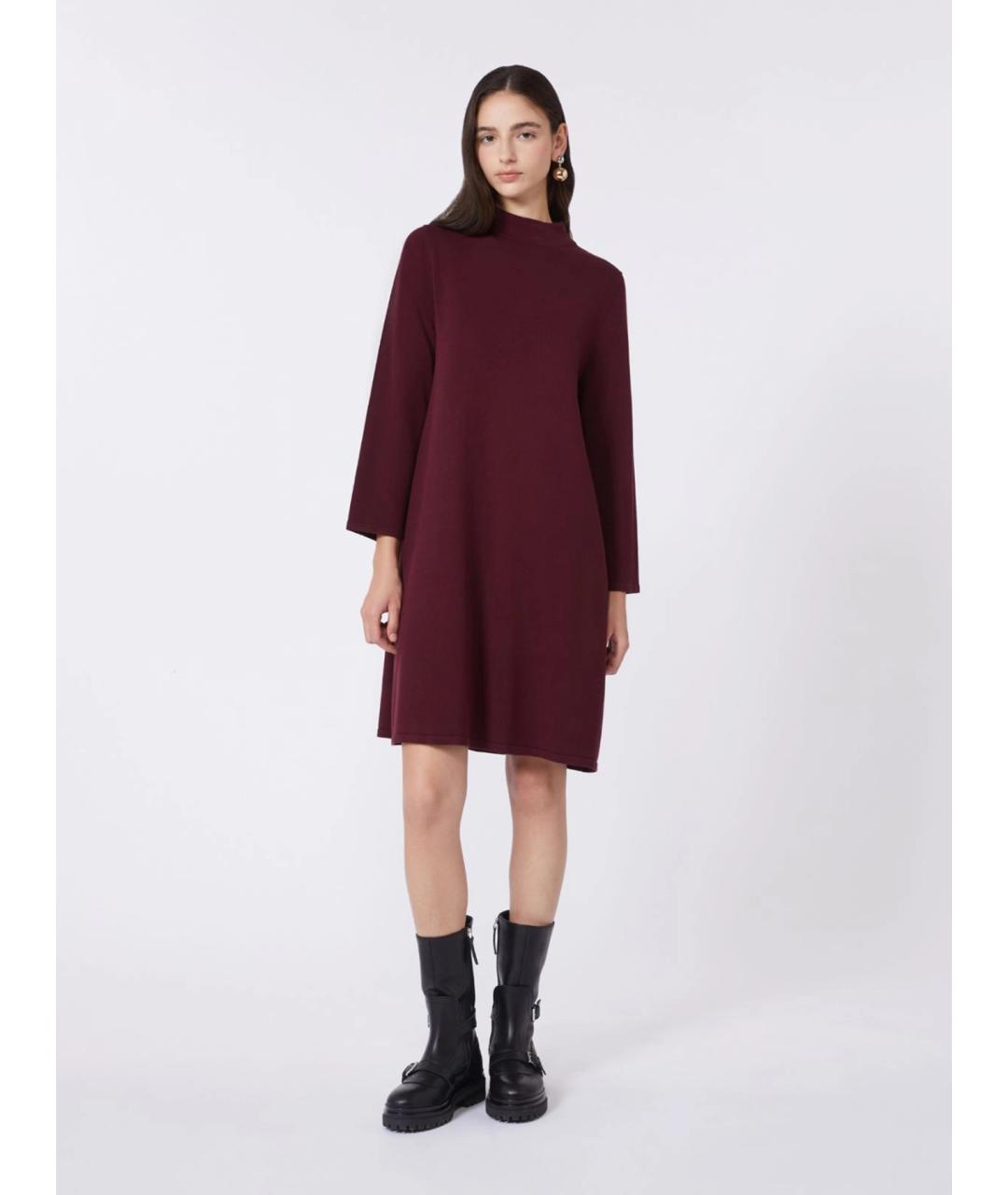 WEEKEND MAX MARA Бордовое вискозное повседневное платье, фото 2