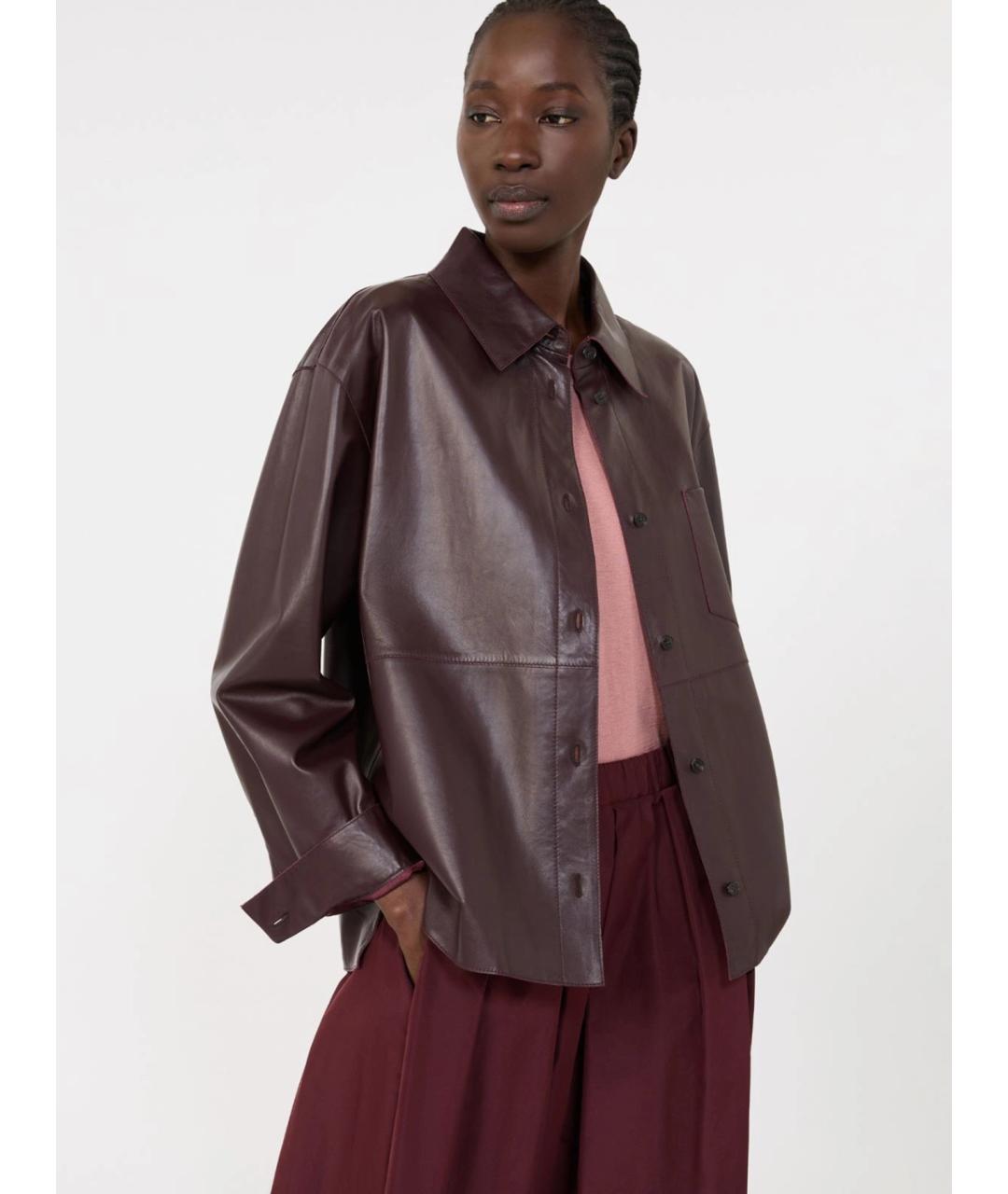 WEEKEND MAX MARA Коричневая кожаная куртка, фото 5