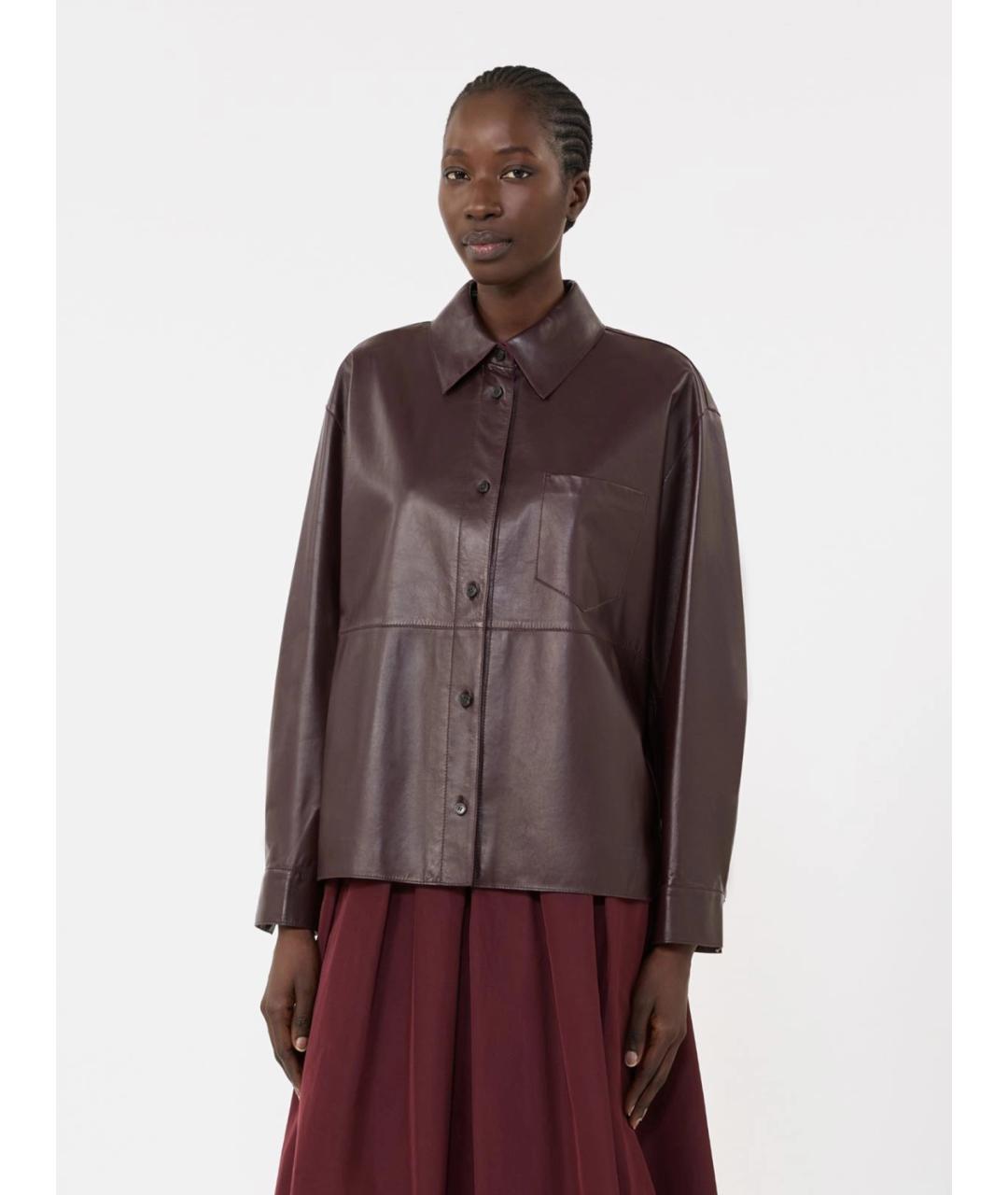 WEEKEND MAX MARA Коричневая кожаная куртка, фото 3