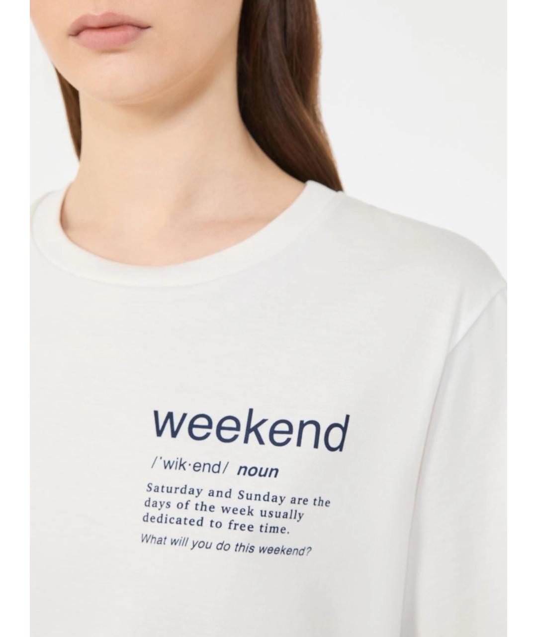 WEEKEND MAX MARA Белая хлопковая футболка, фото 4