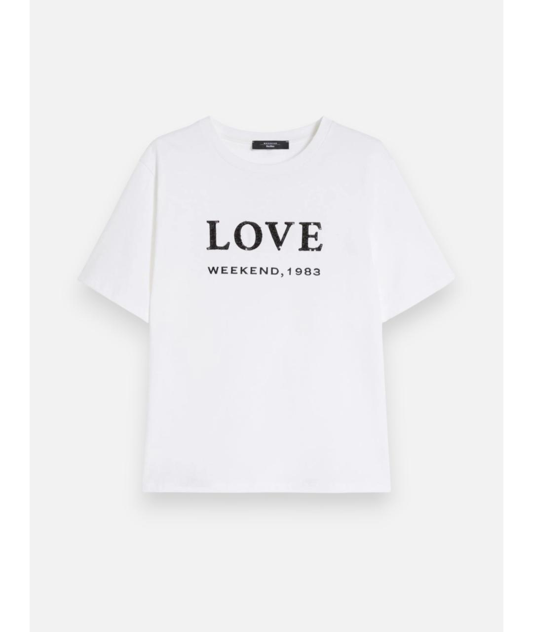 WEEKEND MAX MARA Белая хлопковая футболка, фото 5