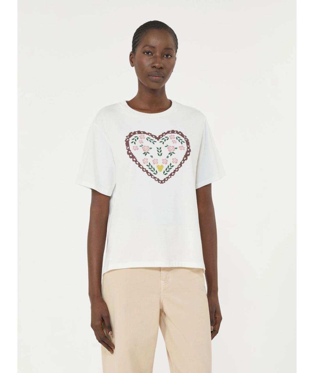 WEEKEND MAX MARA Белая хлопковая футболка, фото 3