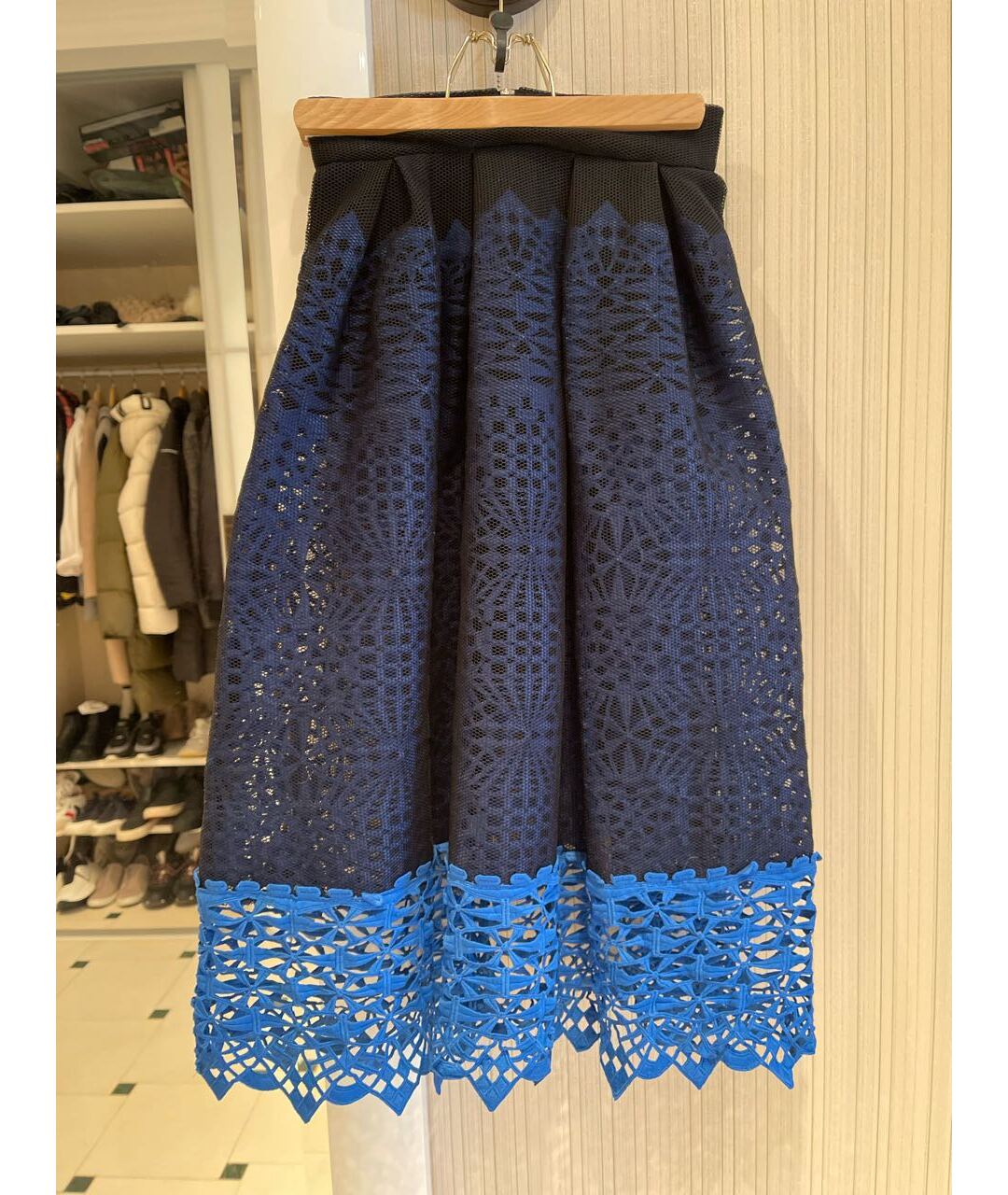 MAJE Синяя полиэстеровая юбка миди, фото 6