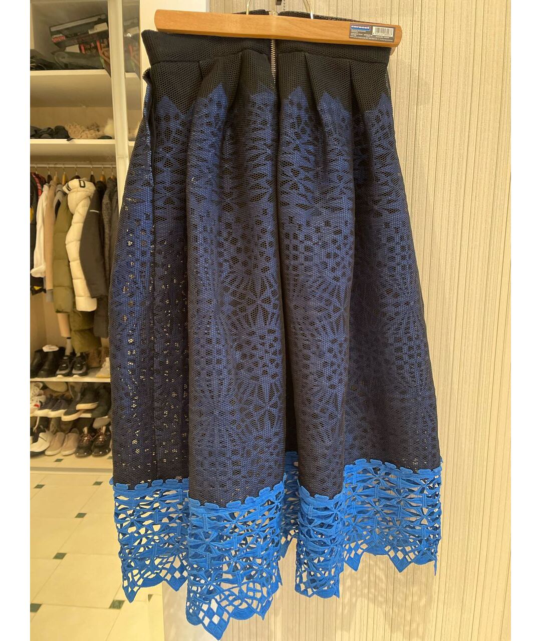 MAJE Синяя полиэстеровая юбка миди, фото 2