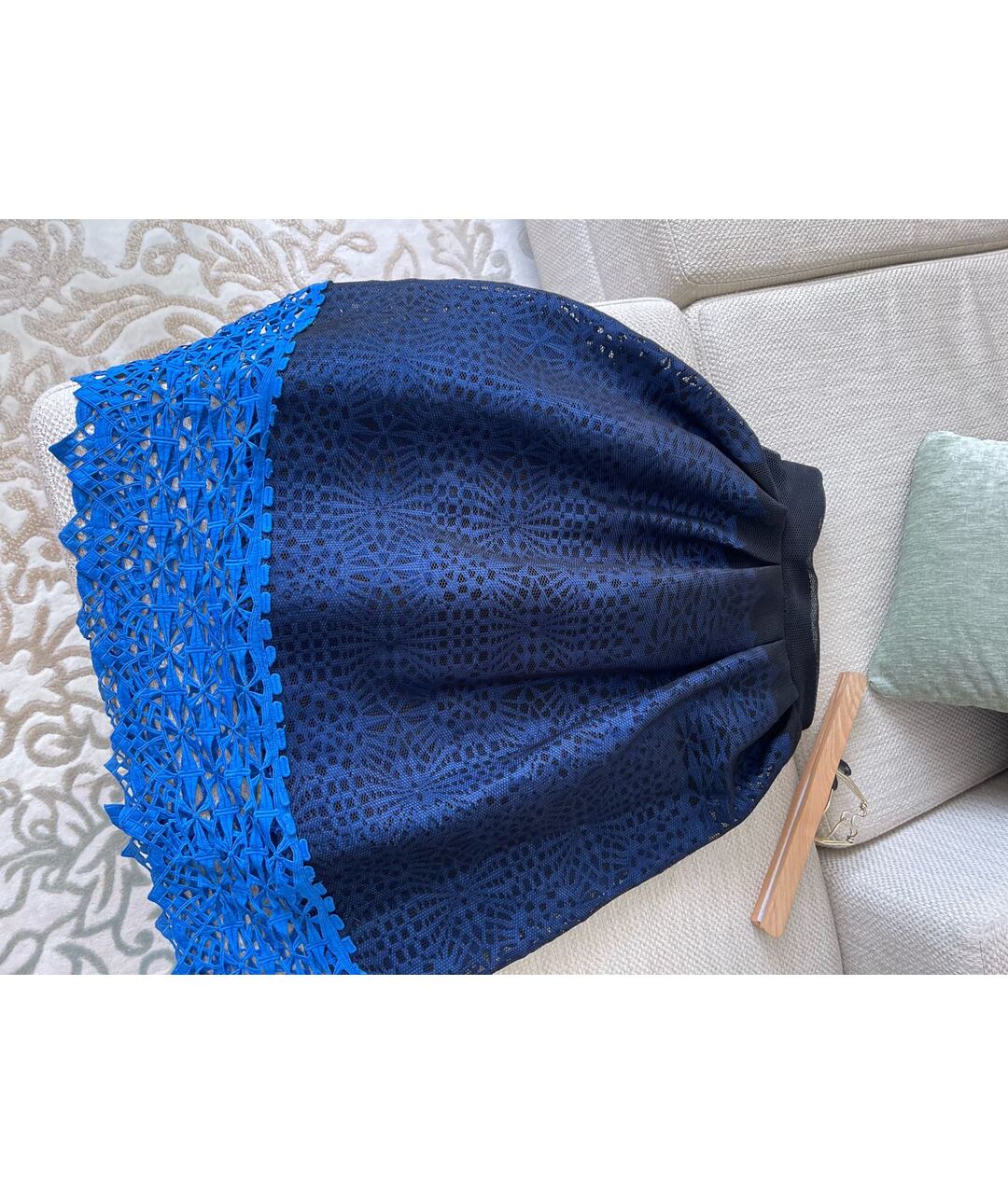 MAJE Синяя полиэстеровая юбка миди, фото 5