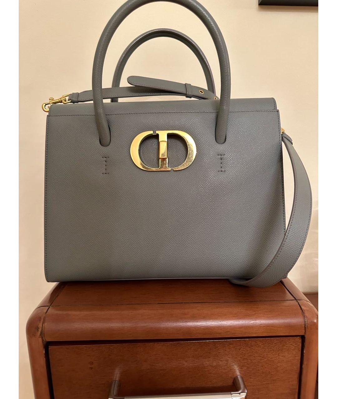 CHRISTIAN DIOR Серая кожаная сумка через плечо, фото 8