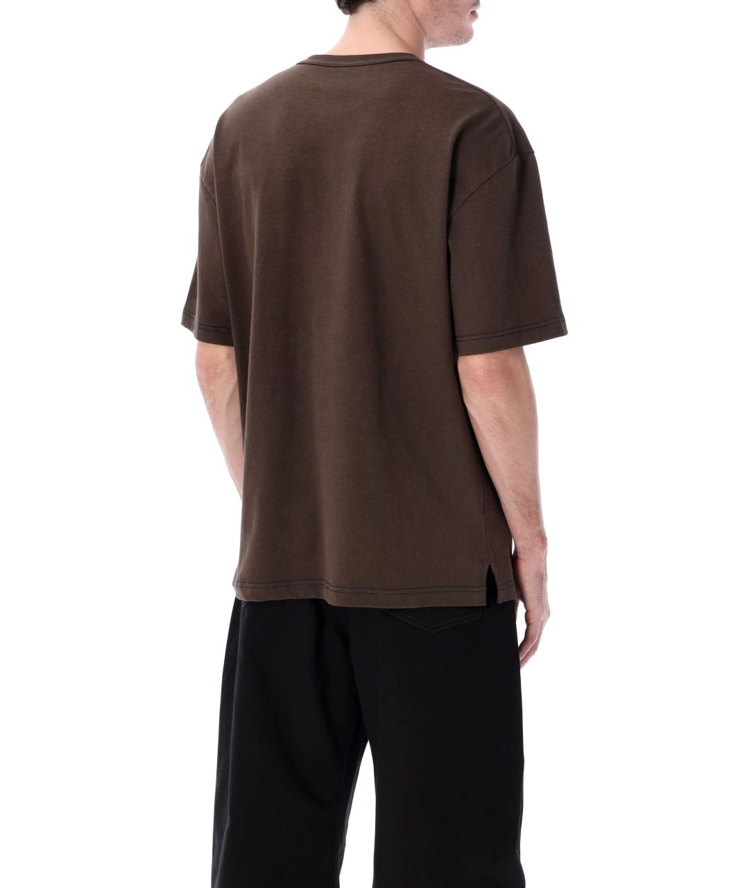 LEMAIRE Коричневая хлопковая футболка, фото 2