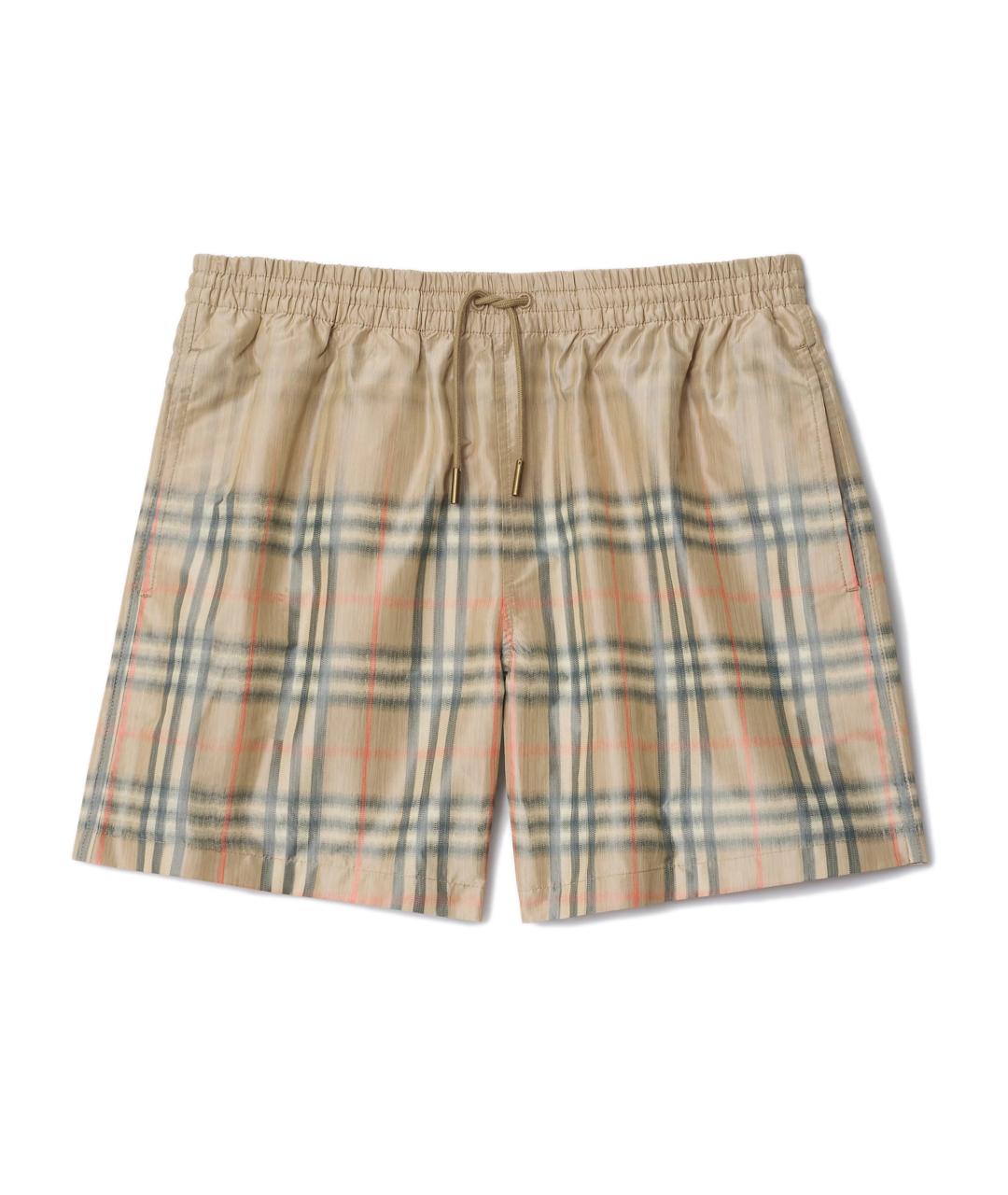 BURBERRY Бежевые полиэстеровые шорты, фото 1