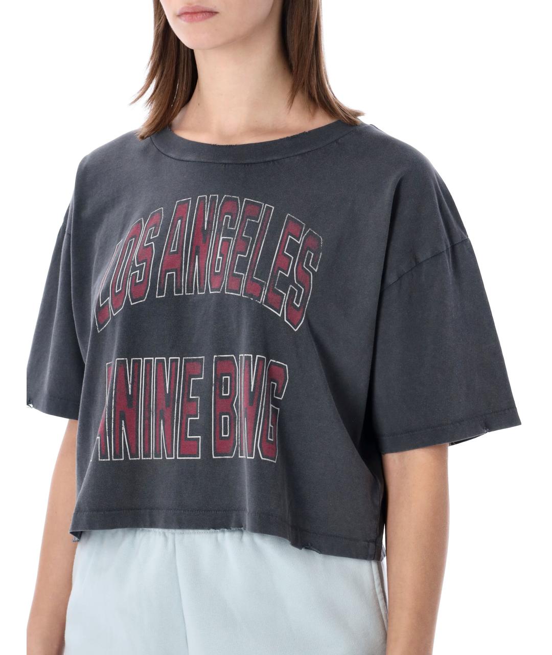 ANINE BING Черная хлопковая футболка, фото 3