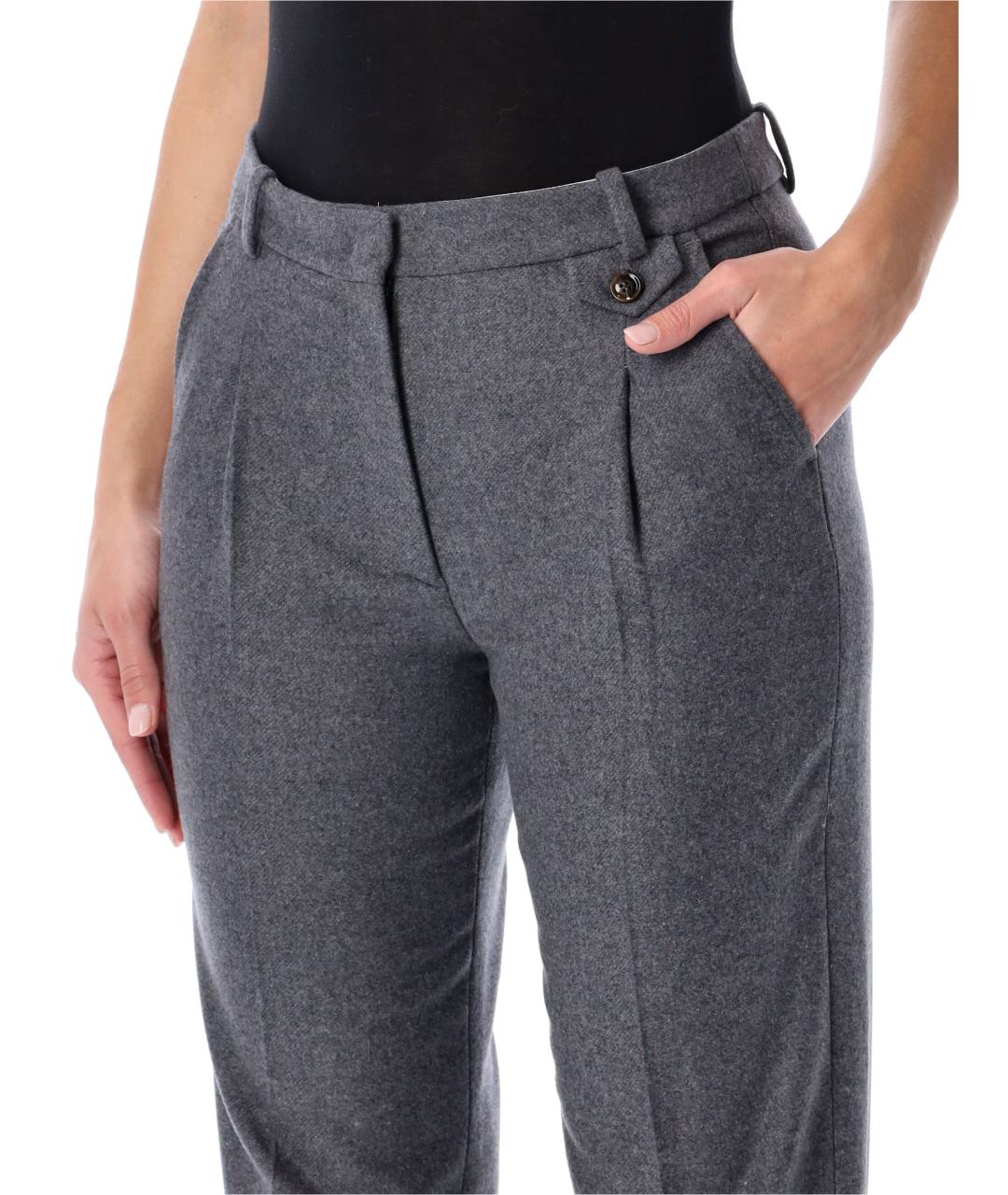 THE GARMENT Серые шерстяные прямые брюки, фото 3