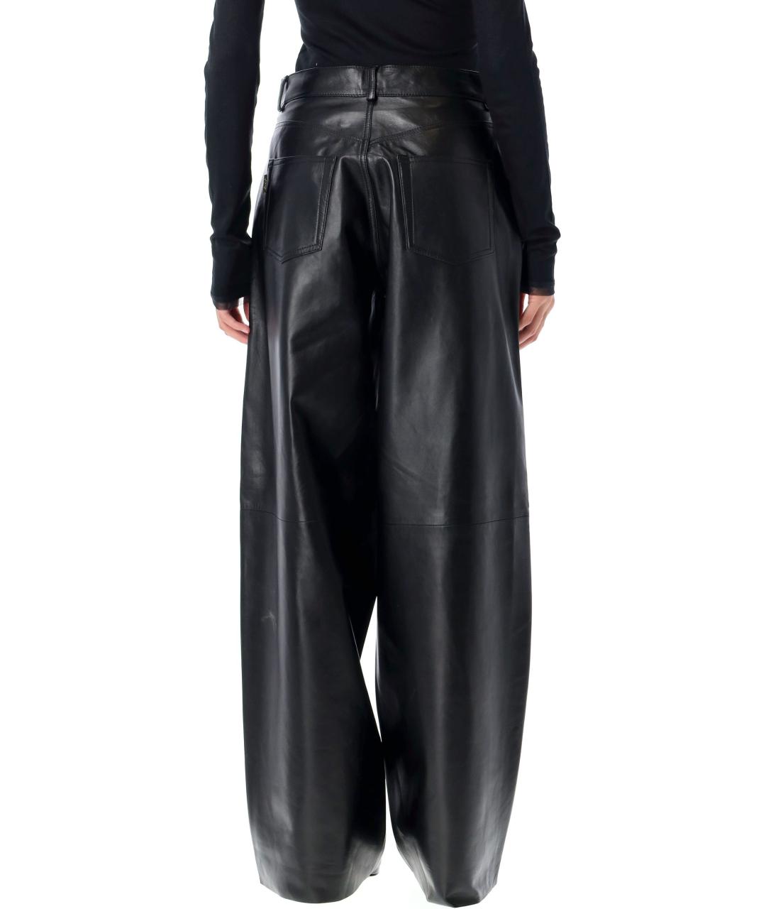 HAIKURE Черные кожаные прямые брюки, фото 2