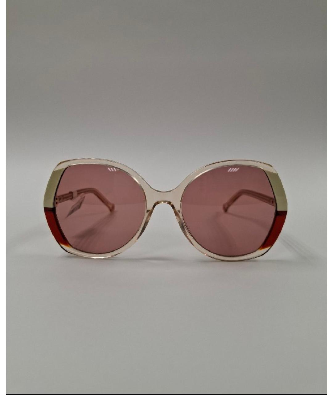CAROLINA HERRERA Бежевые пластиковые солнцезащитные очки, фото 4