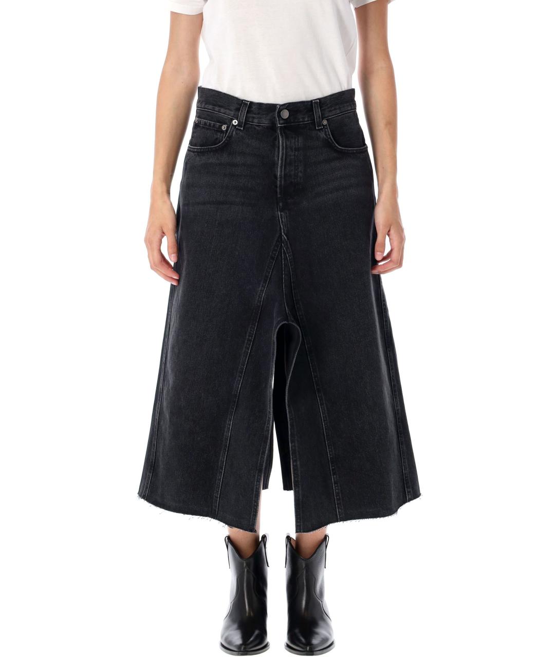 HAIKURE Черная хлопковая юбка миди, фото 1