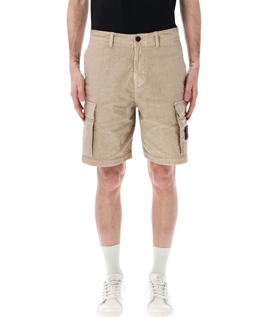 STONE ISLAND Бежевые полиамидовые повседневные брюки, фото 2