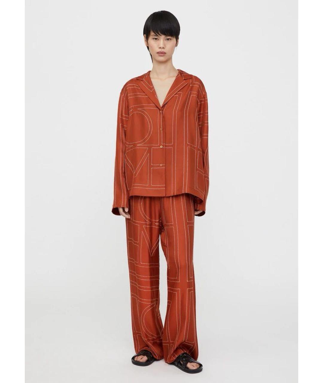 TOTEME Коричневый шелковый костюм с брюками, фото 5