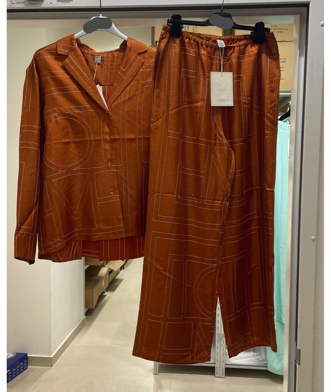 TOTEME Коричневый шелковый костюм с брюками, фото 2