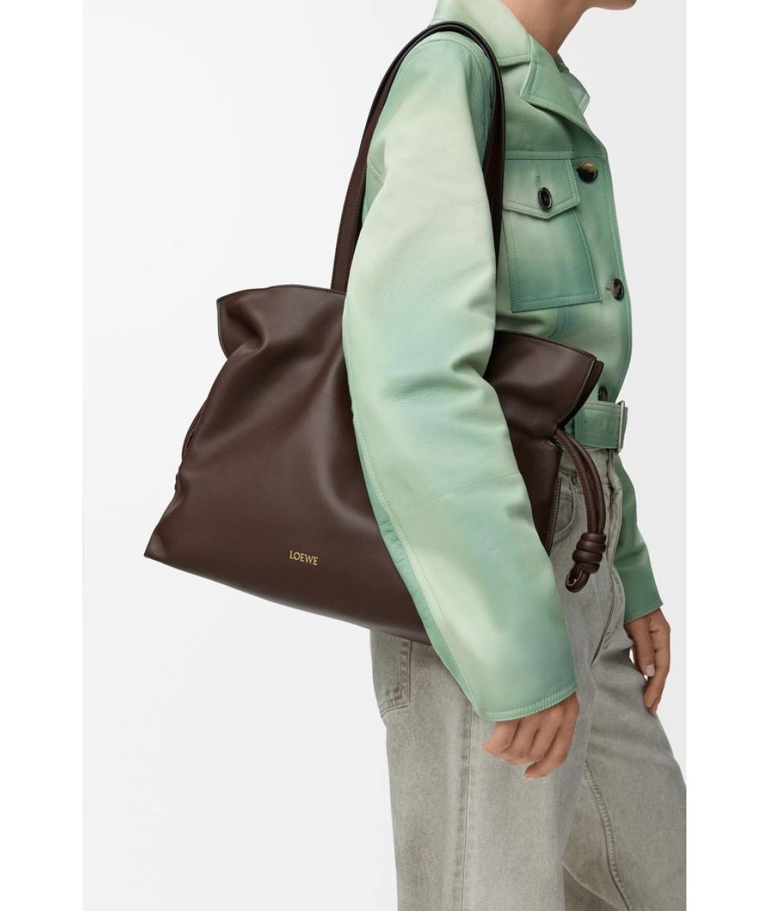 LOEWE Коричневая кожаная сумка через плечо, фото 2