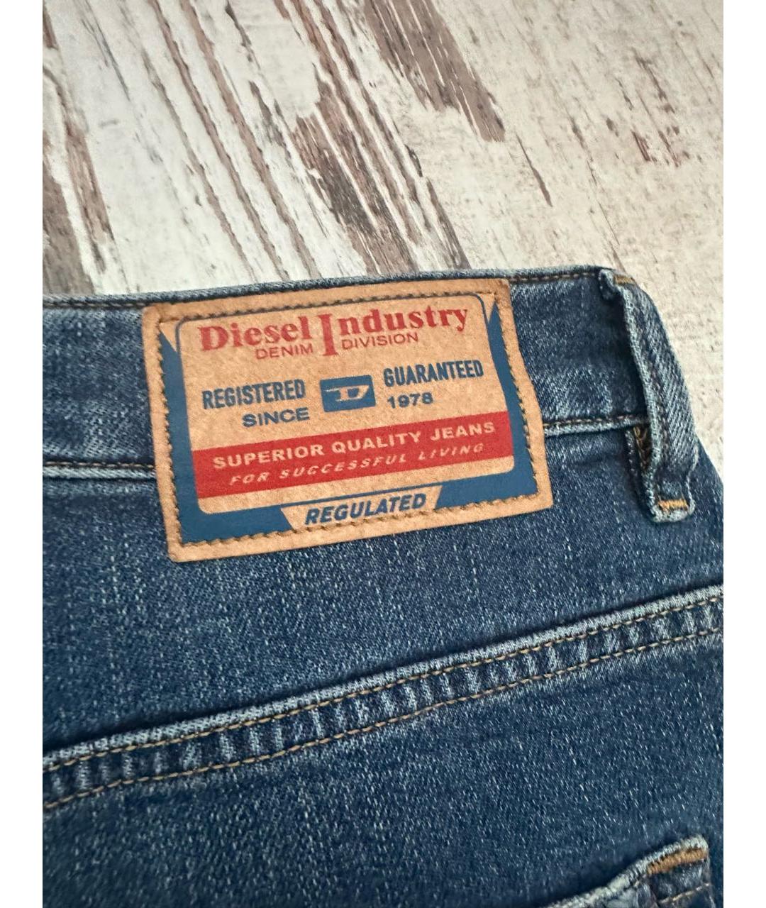 DIESEL Темно-синие хлопко-эластановые прямые джинсы, фото 4